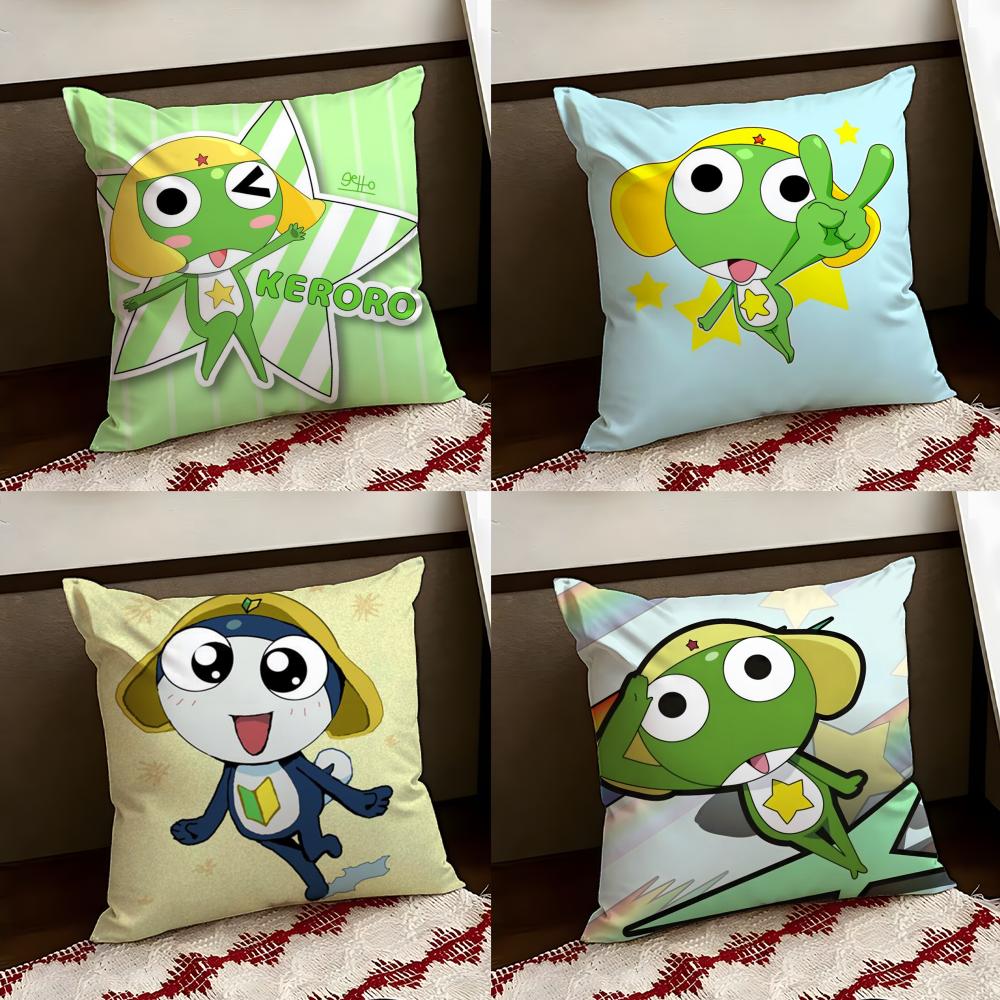 KKeroro GGunsou Frog Cushion Cover Reversible Soft Durable Pillow Cover Home Car MultiScene Use for Daily Comfort