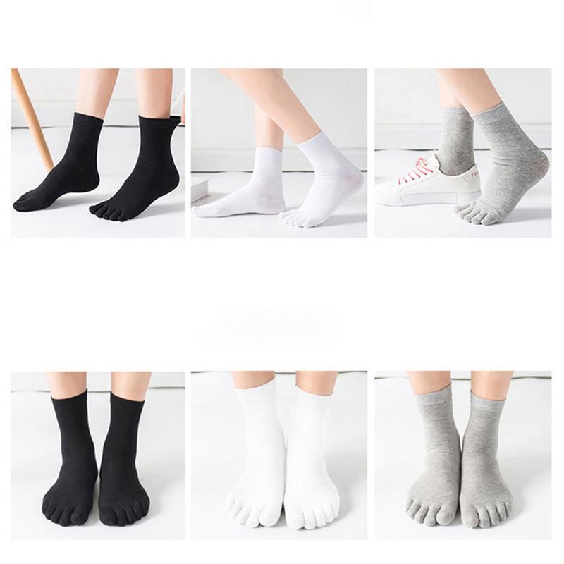 Unisex Toe Socks Men and Women Five Fingers Socks Breathable Cotton Socks Sports Running Solid Color Black White Grey Happy Soks