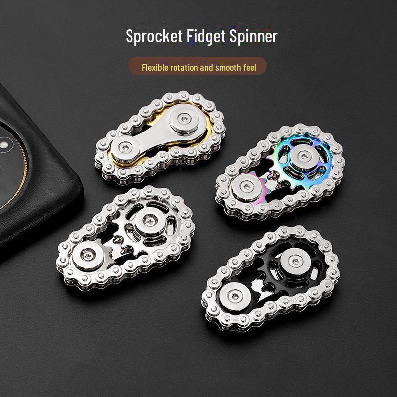 Zinc Alloy Metal Wheel Chain Fidget Spinner Gear EDC