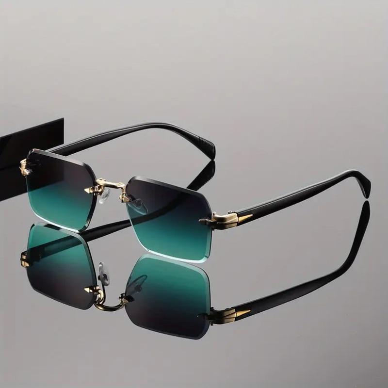 New Rectangle Rimless Women Sunglasses Luxury Brand Man Sun Glasses Retro Square Metal Eyewears Uv400 Trendy Goggles