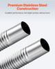 Exhaust Hose, 600mm Diesel Heater Flexible Exhaust Pipe, Stainless Steel Exhausts Hoses with 2 Hose Clamps, Air Diesel Parking Heater Exhausts Hoses