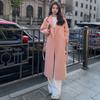 Синее пальто Осень и Зима Последняя Корейская Версия Удобная Посадка Средней и Длинной Длины На Бретельках Шерстяное Пальто Женское