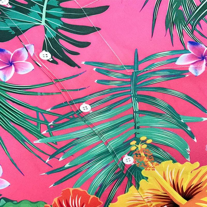 Hawaiian Men's Short Sleeved Button Up Shirt Summer Beach Tropical Casual Digital Print Pattern Suitable for Outdoor Use