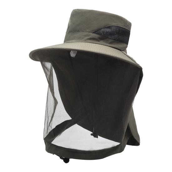 Outdoor Hat with Removable Mosquito Mesh Shawl Design Wide Brim UV Protection Climbing Hat Waterproof Fabric Foldable Hat