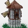 Gobricks MOC Средневековая ветряная мельница Кирпичи Городская ветряная мельница Город Ретро-дом Вид на улицу Набор строительных блоков Игрушки Для детей Подарки