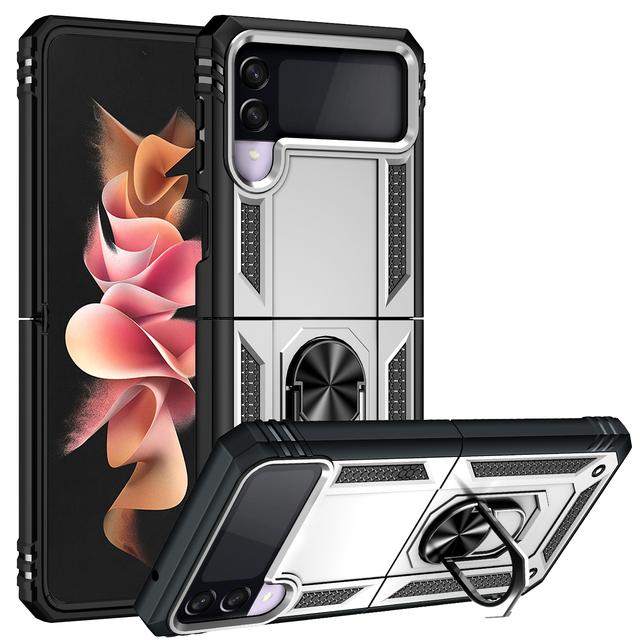 Чехол для Samsung Galaxy Z Flip 4 Flip 3, держатель с кольцом на палец, подставка, чехол-подставка военного класса, чехлы для телефонов для Z Flip4