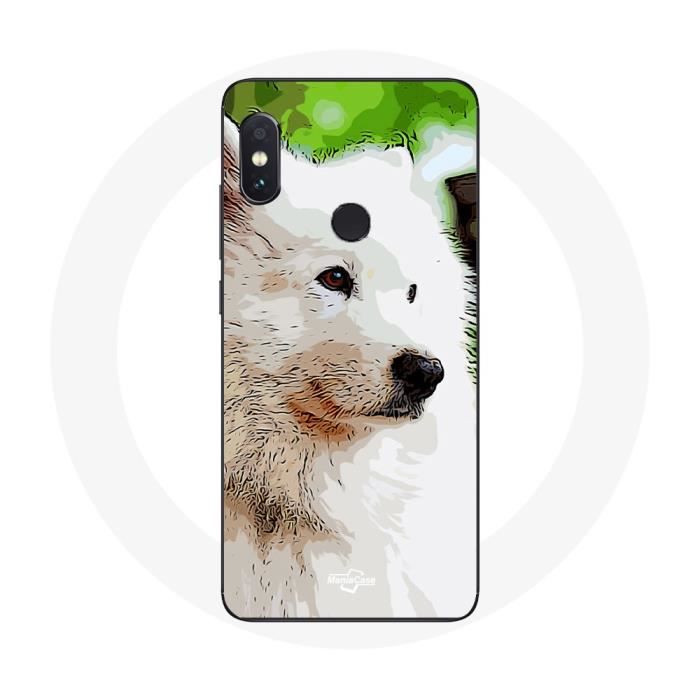 Coque - MANIACASE - Xiaomi Redmi Note 5 Pro - Chien Samoyède - Souple - Blanc