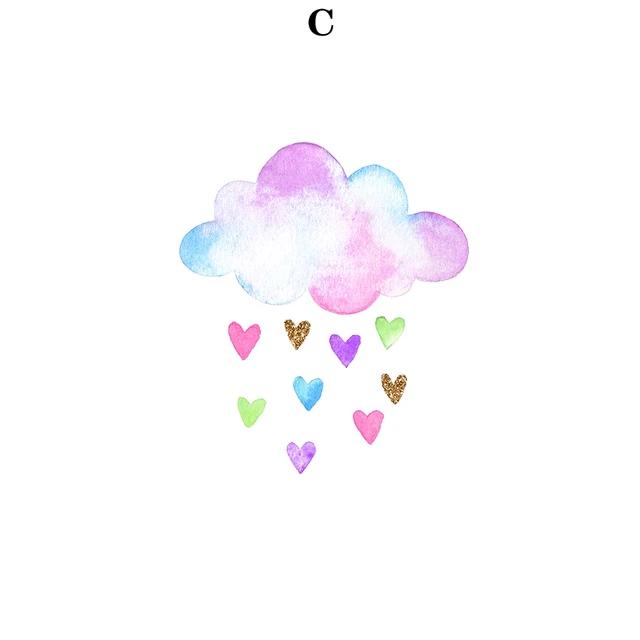 Звездная Любовь Красочные Единороги Дождь Любви Радужная Акварель Настенное Искусство Холст Живопись Скандинавский Постер для Девочек Детский Сад Деко