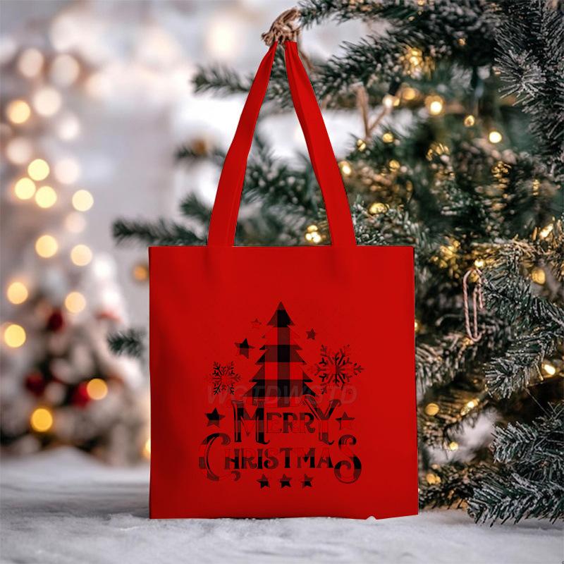 Christmas Christmas Printed Canvas Bag Large Capacity Casual Trend Student Shoulder Bag Tote Bag