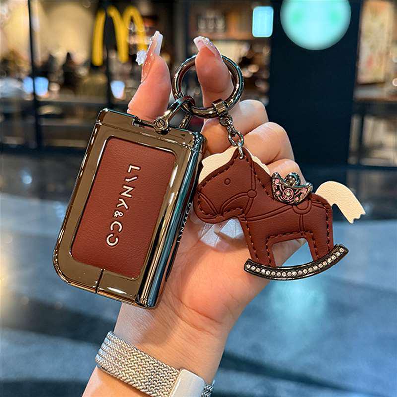 High-End Leather Metal Key Case: Fits Lynk & Co Models 03, 07, 09 - Full Coverage Protection for Remote Key Fob