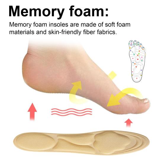 Arch Support Insoles Memory Foam Shock Absorption Shoe Insoles Pressure Relief Shoe Inserts for Men Women Cut-to-Size Sports Insoles