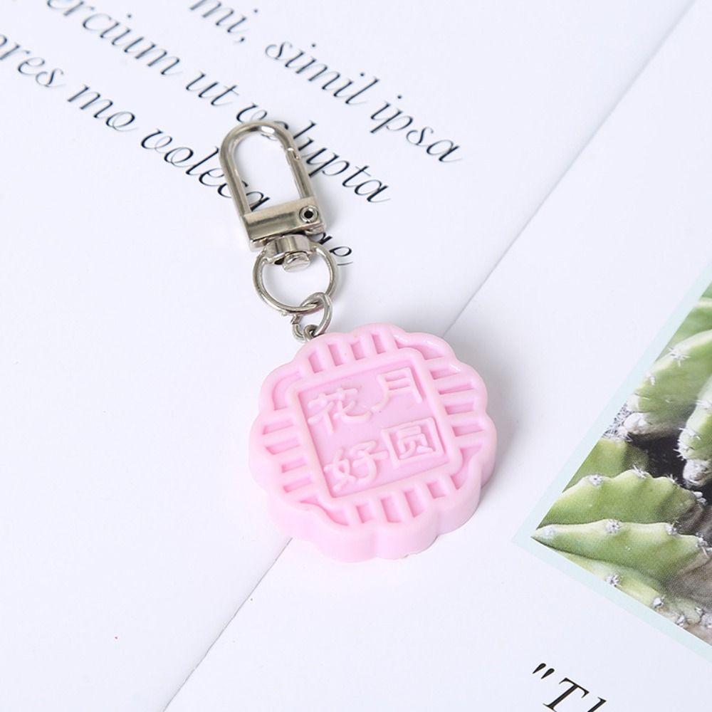 Cute Mooncake Pendant PVC Moon Cake Keyring Fashion Mid-Autumn Keychain  Backpack Decor