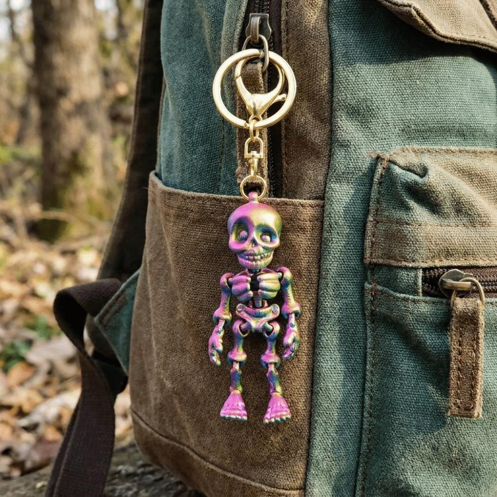 3D Printing Articulated Skeleton Key Ring Flexible Movement Skull Bag Pendant Festival Gift