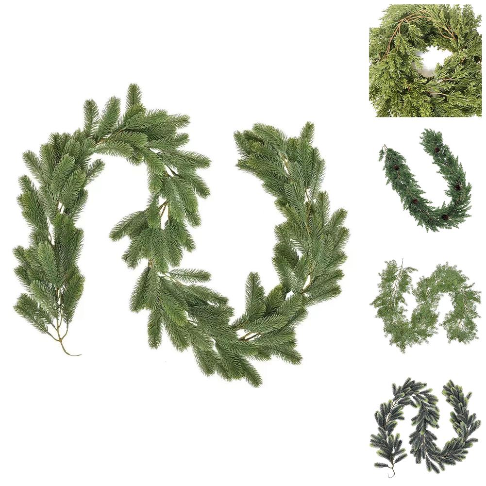 200cm Christmas Garlands Artificial Faux Greenery Garland Wall Hanging Simulated Vines For Wedding Backdrop Arch Wall Decor