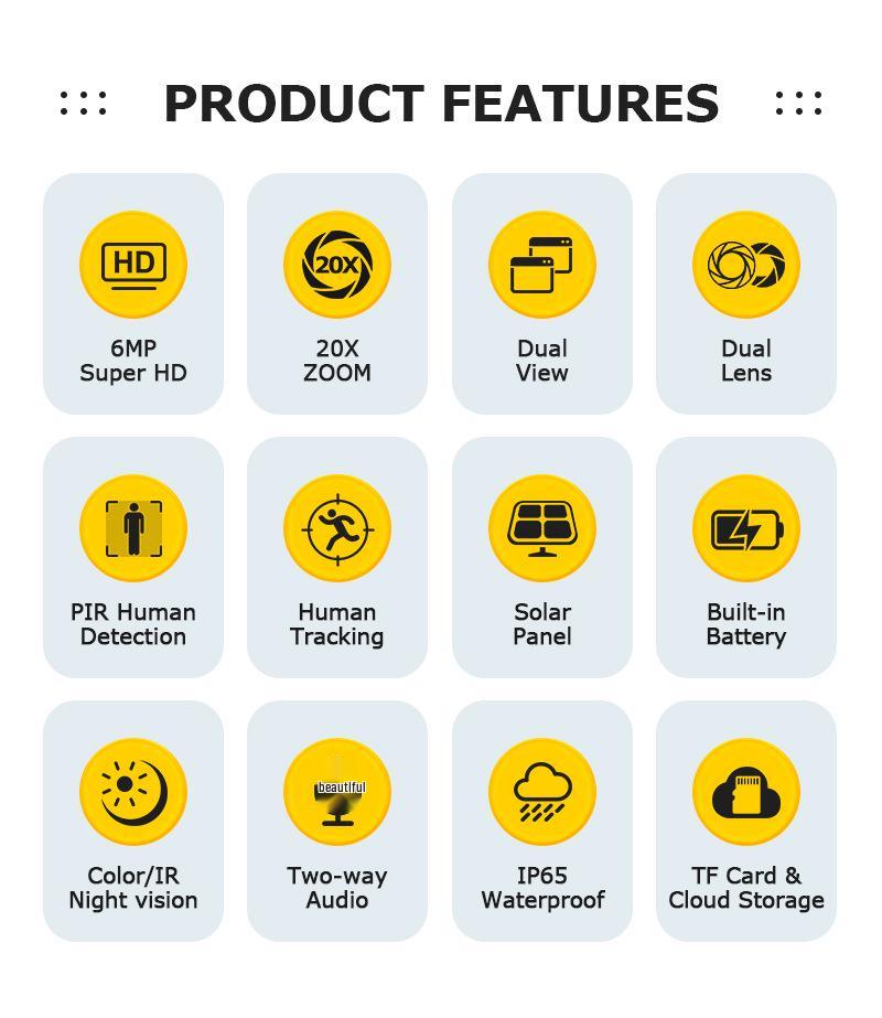 4G Солнечная Камуфляжная Камера Наблюдения с 20-кратным Зуммом, HD, Полный Цвет День/Ночь, Низкое Энергопотребление.