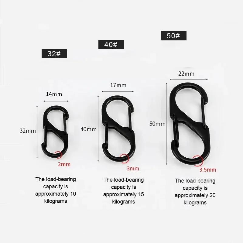5/10/20/50PCS Tactical S Type Carabiner Camping Equipment Mini Anti-Theft Aluminium Alloy Keychain Hook Hiking Backpack Buckle