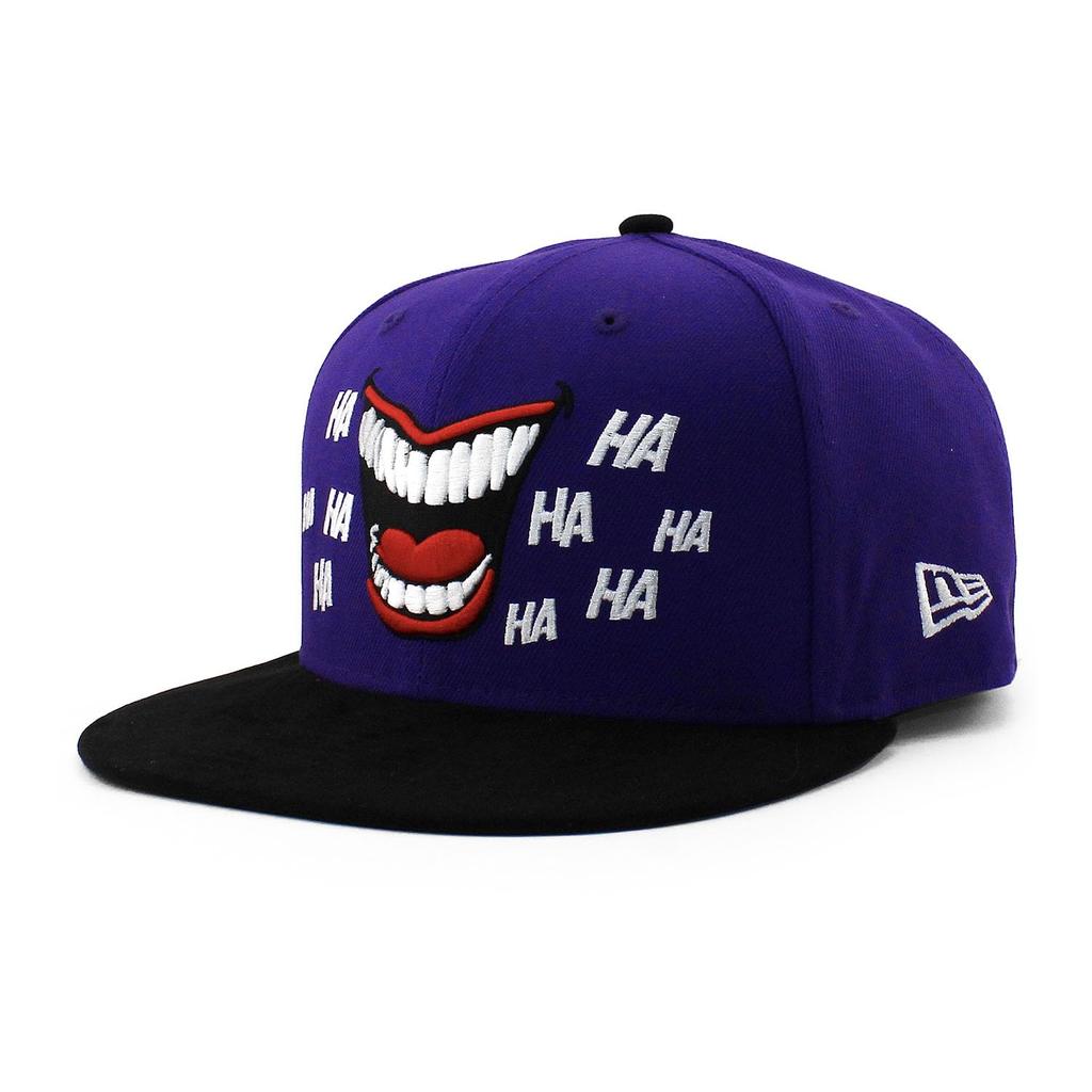 [New Era] Cap 59FIFTY DC Comics Joker LAUGH OUT LOUD FITTED CAP DC COMICS JOKER 5950 Hat Purple American Comic Entertainment Sz 8 [Used]