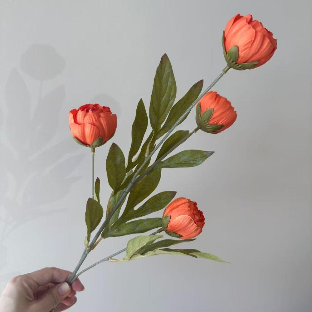 1Pc Realistic Artificial Peony Bouquet Long Stem Faux Peony Branch Party Wedding Bride Decoration