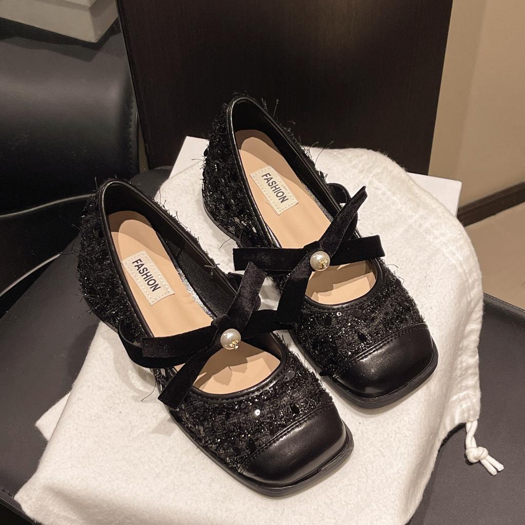 French Small Fragrant Mary Jane Shoes Children's Spring 2025 New Temperament Thick Heel Single Shoes with Skirt High Heels