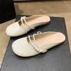 Spring New One-pedal Gentle Temperament Pearl Bag Head Half Slippers Women's Skirt Outer Single Shoes