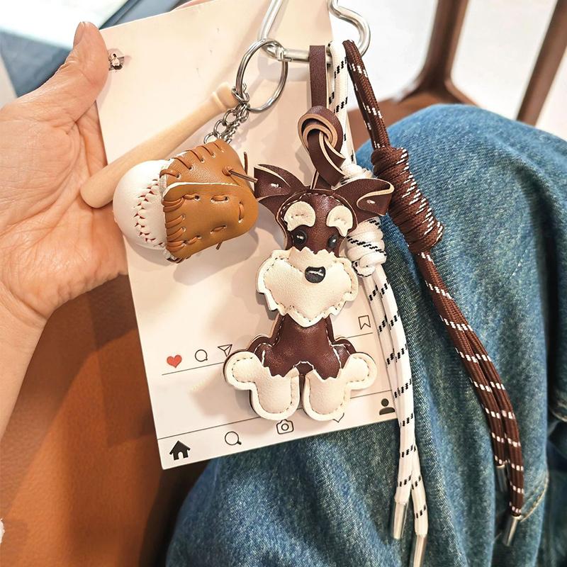 Bag Charm Cute Dog Bag Hanging Schnauzer Handmade Braided Rope Niche Bag Pendant Gift Car Key Mobile Phone Decorative Accessories