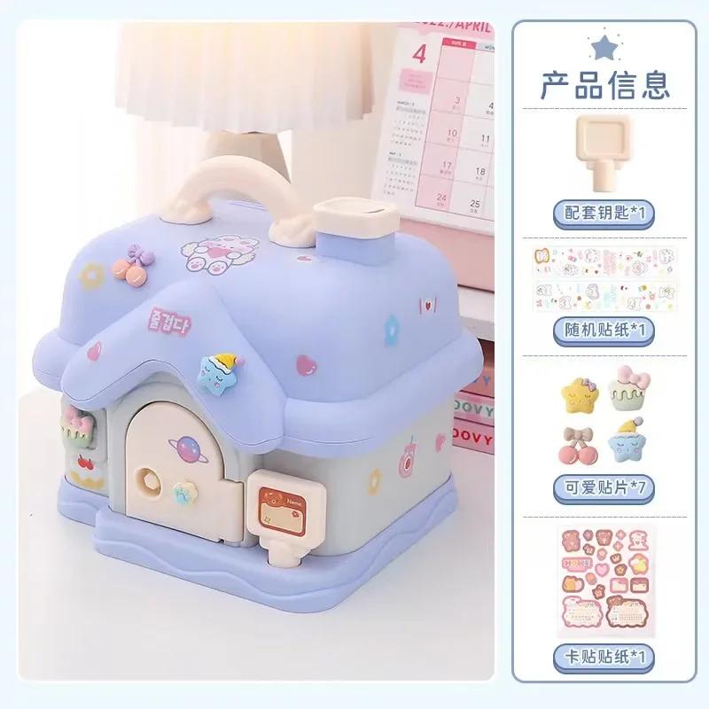 Creative DIY Piggy Bank Cartoon Cute Square Money Boxes Piggy Bank With Lock And Key Children Christmas New Year Gifts For Girls