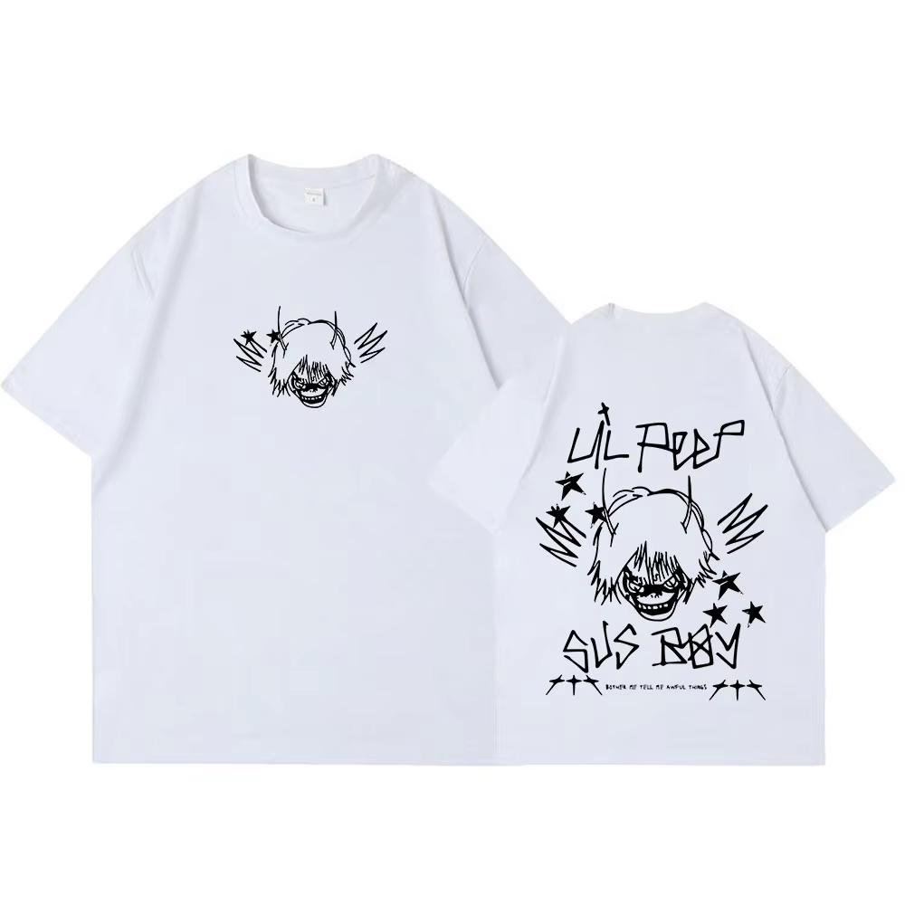 Футболки рэпера Lil Peep SUS BOY Мужская Женская Одежда Модная Футболка Хлопок Повседневная С коротким рукавом Готическая Хлопковая Оверсайз Футболки