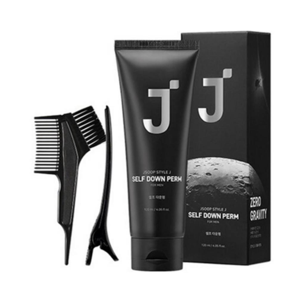 J-Soo Style J For Men Self Down Perm for All Hair Types + Clip + Perm Rod + Gloves + Perm Brush Set, 120ml, 1pc