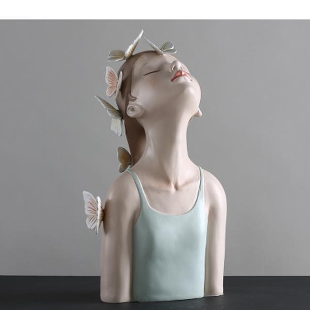 Girl Resin Sculpture Character Model Vase Modern Home Decor Living Room Bedroom Countertop Vase Gift Nordic Decor Home