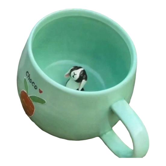 Керамическая кружка 350 мл с секретной 3D фигуркой животного ручной работы