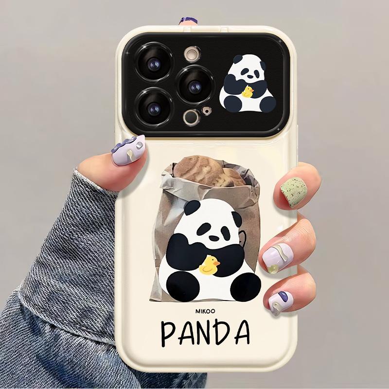 Applicable To Apple 15 Promax Mobile Phone Case 14 Cute Panda IPhone 13 Large Window Flip Mirror Xs/xr