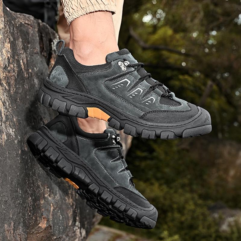 Fashion Outdoor Men Casual Shoes Genuine Leather Lace-Up Mens Sneakers High Quality Comfortable Hiking Footwear Breathable Walking Shoes