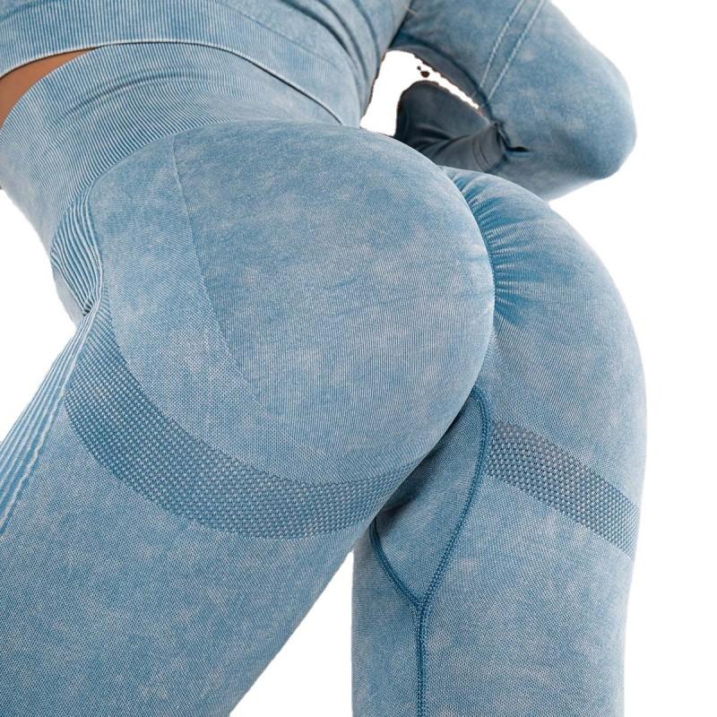 Seamless Knit Washed Workout Leggings Women High Waist Sculpting Yoga Pants Running Fitness Gym