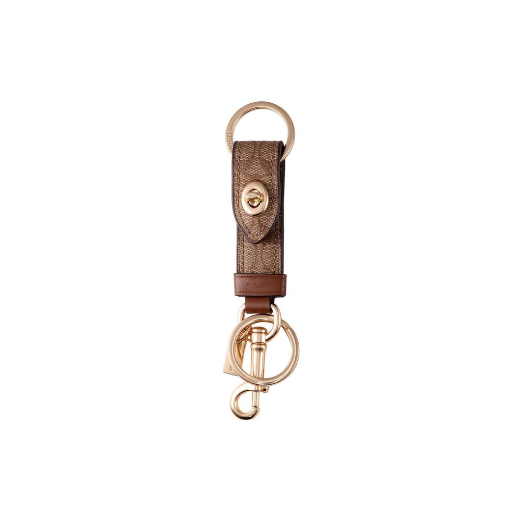 COACH Leather Keychain Bag Accessory Bag Accessory Unisex Khaki 49314-GDKHA