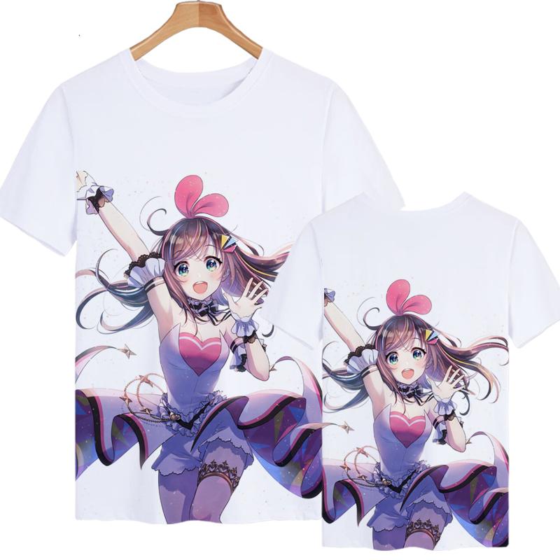 Kizuna AI Hololive VTuber Косплей Футболка 2025 Новая 3D Печать Кавайный Детский Аниме футболка Мужская/Женская Харадзюку Короткий Рукав Футболка Y2k Топ