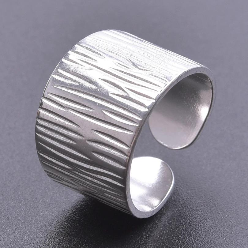Массивное Неровное Широкое Кольцо Открытое Кольцо из Нержавеющей Стали Для Женщин Мужчин Аксессуары Индийские Украшения Винтажное Кольцо на Палец Bague Femme Подарок