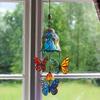 Butterfly Wind Chime Metal Stained Glass Wind Chime Hanging Decoration for Indoor