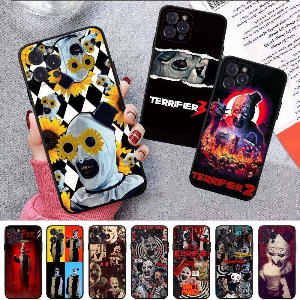 Популярный Хоррор Фильм T-Terrifier Чехол для Телефона Для IPhone 16 Pro Max 15 17 Plus 14 13 12 Mini 11 Черный Чехол