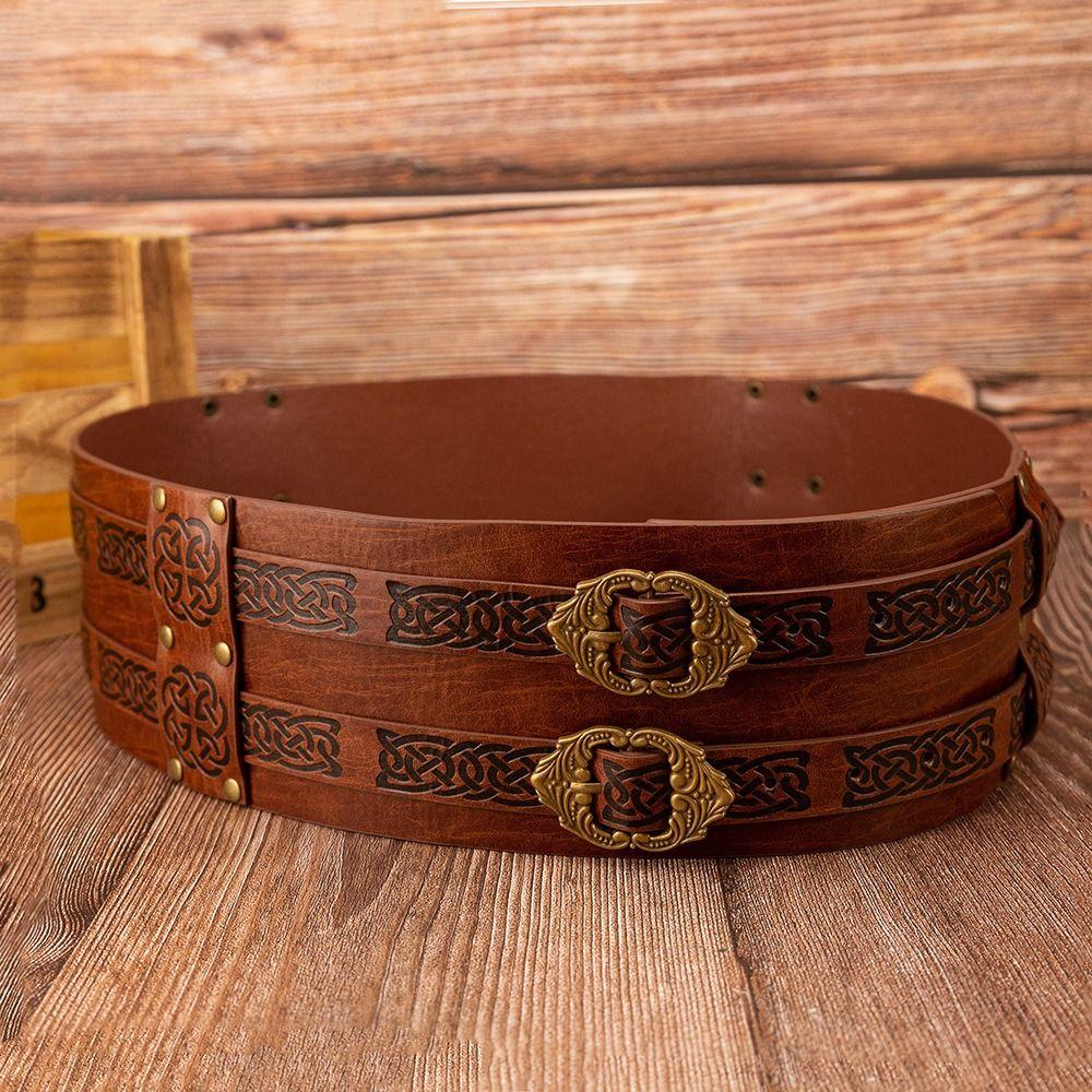 Тисненый пояс викингов эпохи Ренессанса из ПУ кожи, средневековый пояс, ретро кельтский пояс, украшения