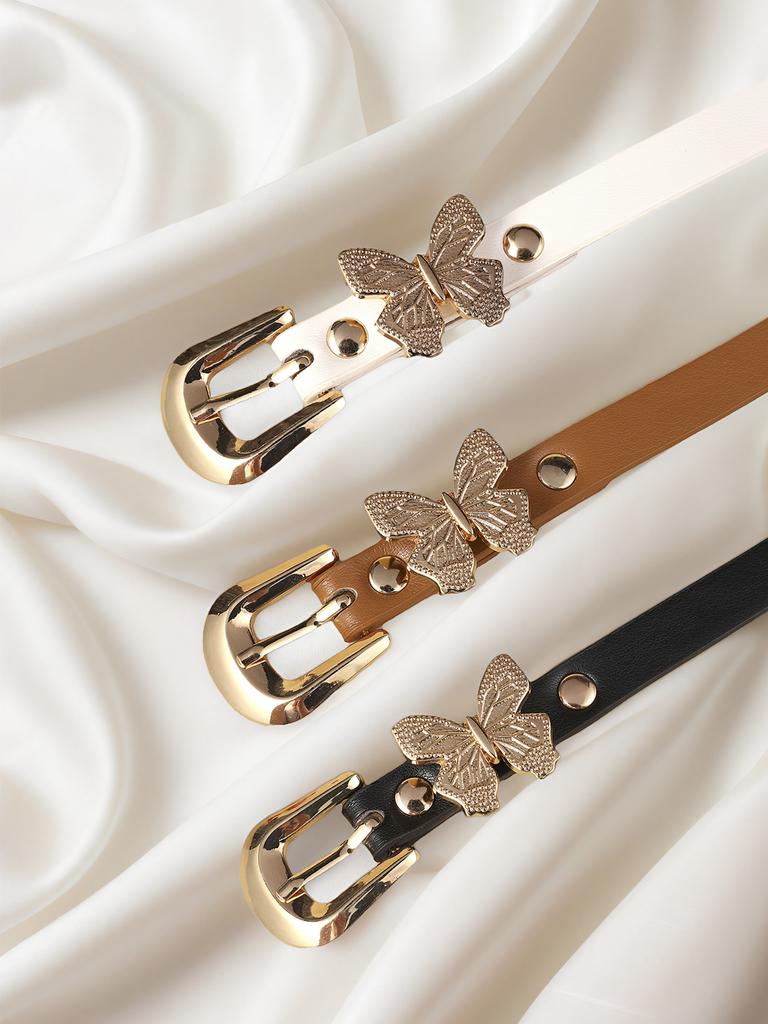 Children's new butterfly belt jeans dress decorative PU belt factory direct sales