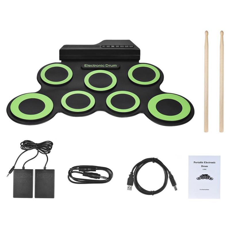 Folding Silicone Hand Roll Usb Electronic Drum Portable Practice Drums Pad Kit With Drumsticks