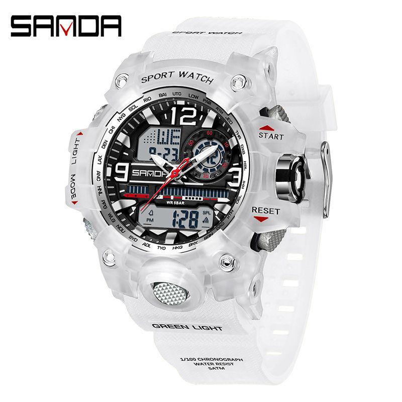 Sanda Молодежная Мода Светящиеся Водонепроницаемые Ударопрочные Будильник Мужские Часы