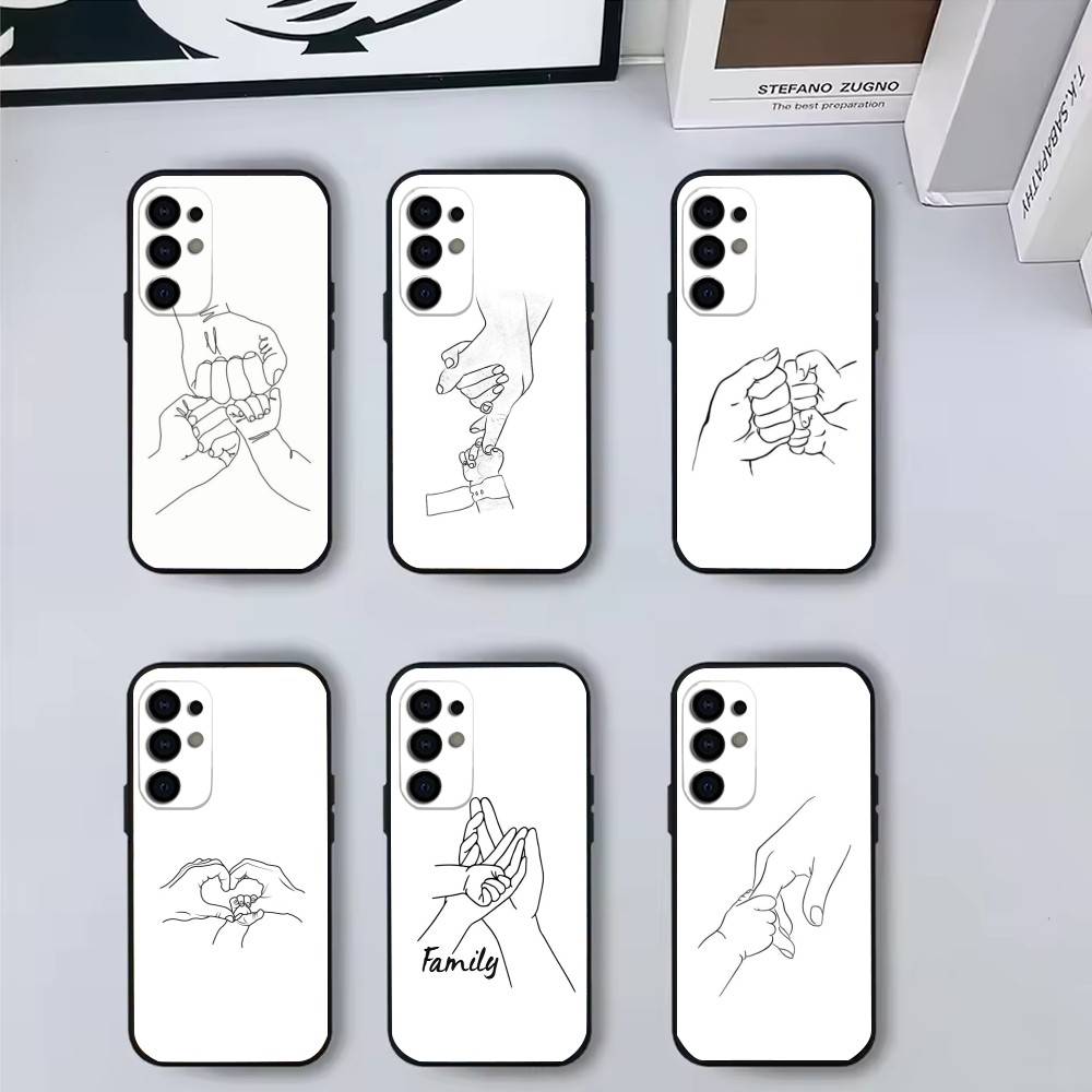 Чехол для телефона с изображением семьи Мама Папа Ребенок Руки для Samsung S25,S24,S21,S22,S23,S30,Ultra,S20,Plus,Fe,Lite,Note,10,Черный Чехол