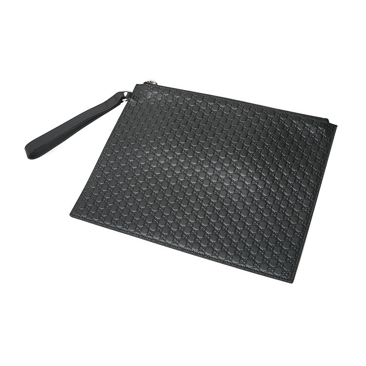GUCCI GG Cow Leather Storage Bag Wrist Bag Clutch Regular Mens Black