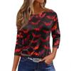 Women's T Shirt Halloween Print 3/4 Sleeve Daily Fashion Basic Round Neck Regular Top