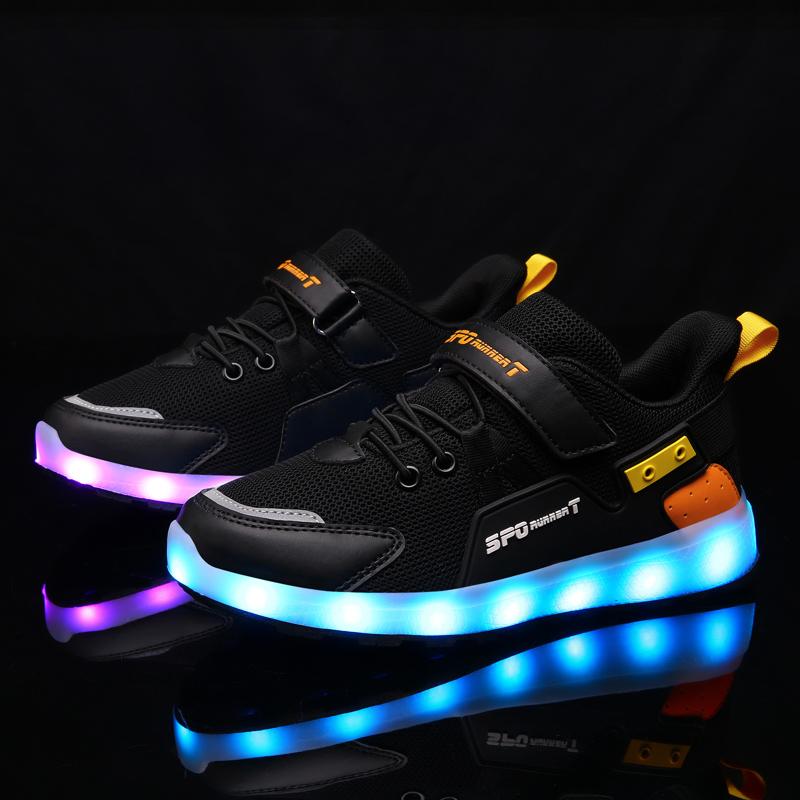 Children Luminous Sneakers Charging Switch LED Bling Bling Kids Glowing Sneakers Girls Laughing Shoes