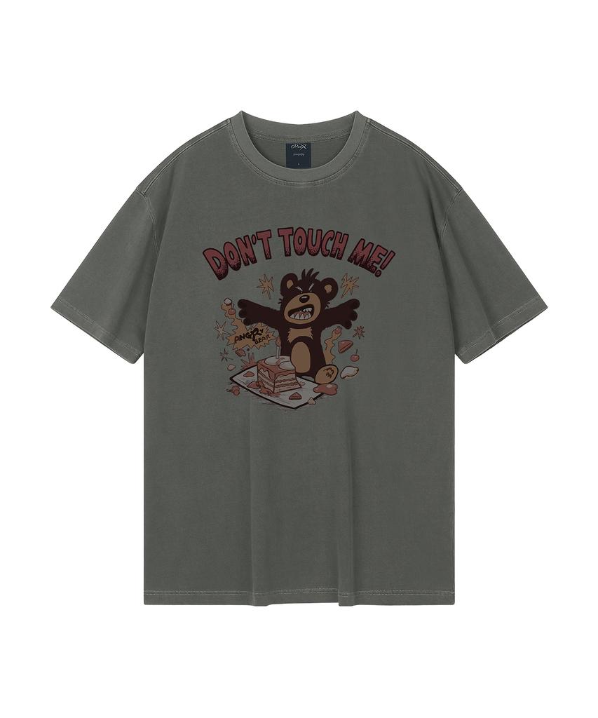 WILDROCK Hollysheesh Angry Bear Pigment Oversized Short Sleeve T-Shirt_6 Col (A Type)