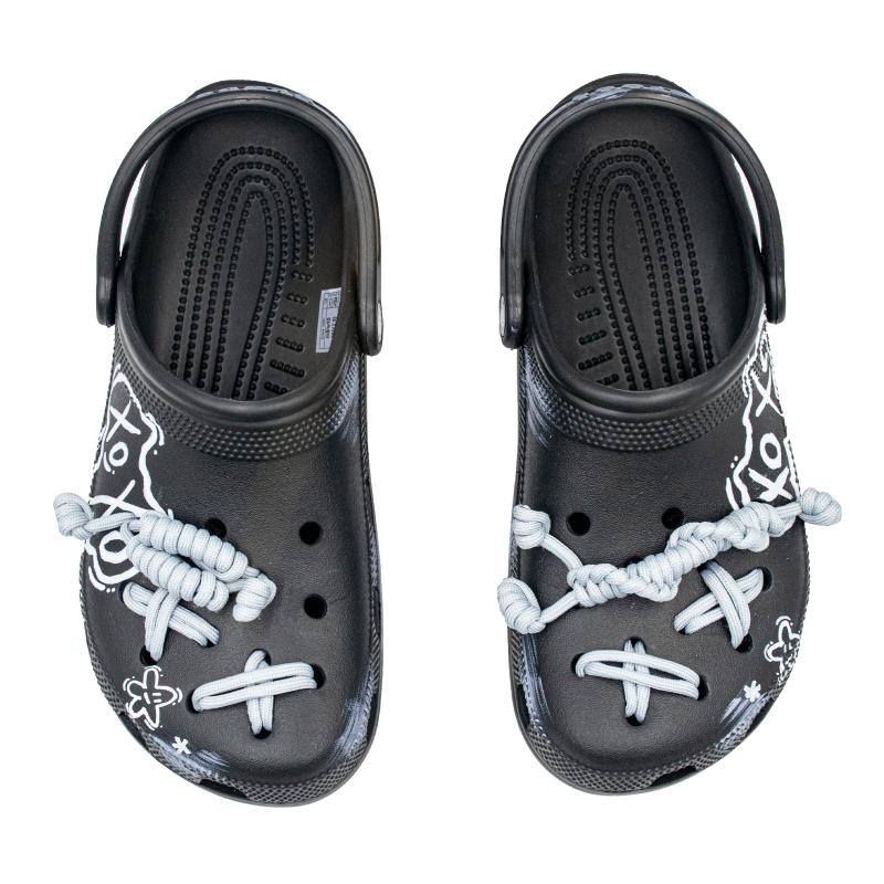 Crocs Классические клоги Graffiti Party EVA Индивидуальность Уличные Перфорированные Туфли Унисекс Черные