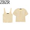 Zbzr Spring New Women Clothes Western Style Fashion Sequin Round Neck Short Sleeve Knitted Outerwear Sling 9598192
