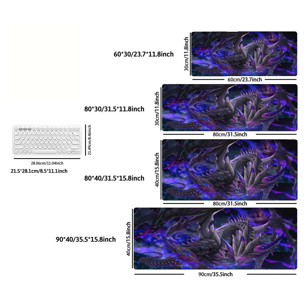 Gaming Mouse Pad Purple Dark Dragon Fantasy Creature Art Deskmat Non-Slip Rubber Keyboard Magical Beast XXL Desktop Table Mat